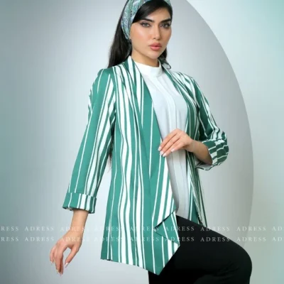 کت زنانه راه راه سبز