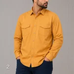 پیراهن کتان مردانه آستین بلند دو جیب قواره آزاد - Image 4