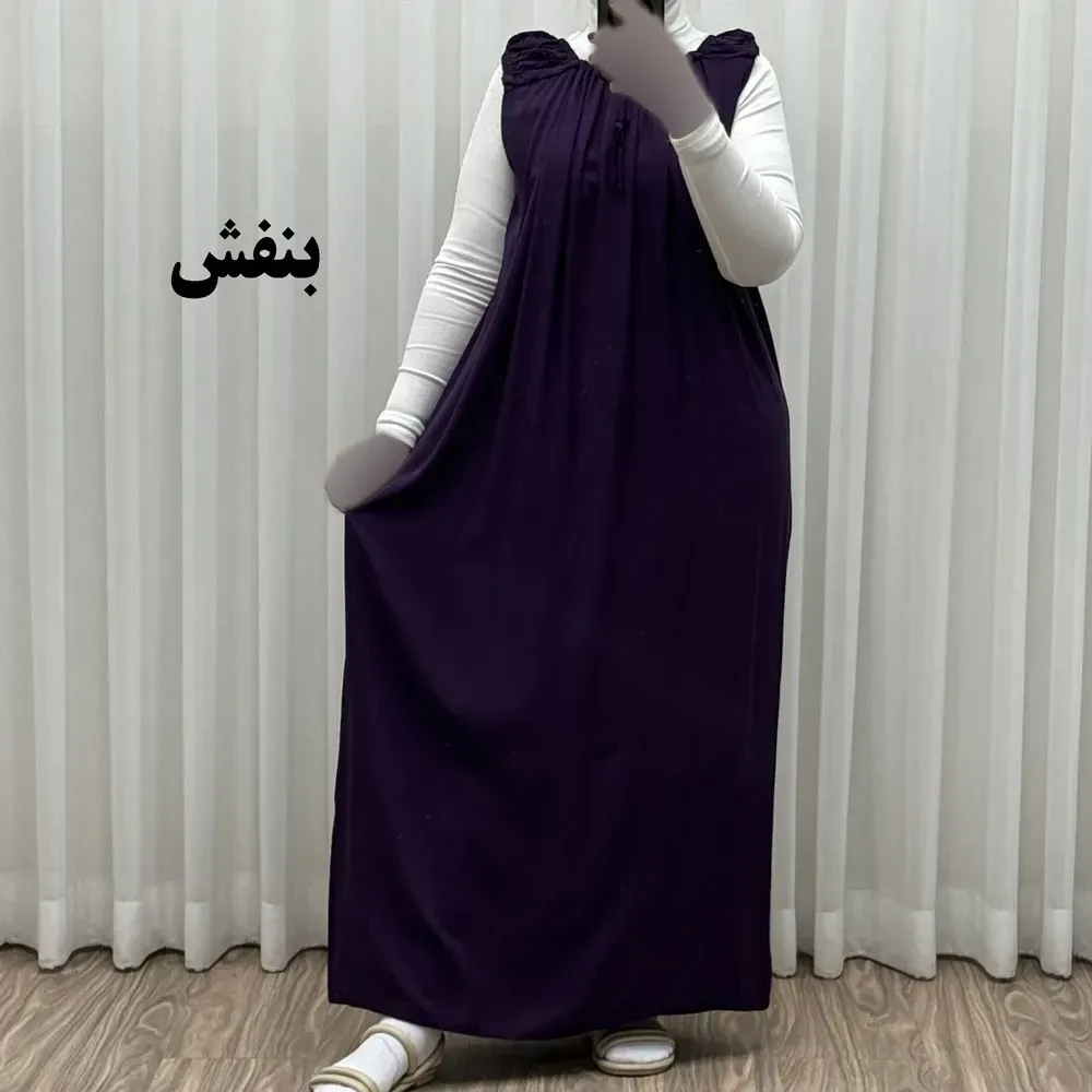 0912c5f6-5550-4b0b-9179-c484ca7b1a38.webp سارافون راحتی زنانه بلند نخی فری سایز مناسب تا سایز 54 - Image 1