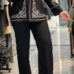 کت و شلوار گلدوزی شده مرویجت مشکی