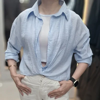 تاپ و شومیز گره ای آبی اسمانی