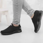 کفش پیادهروی مردانه اسکیچرز مدل Perfect رنگ مشکی بدون بند جورابی - Image 3