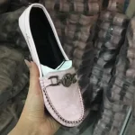 کفش کالج زنانه چرم مصنوعی صورتی سگک دار با زیره طبی و ضد لغزش - Image 2