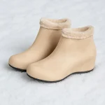 نیم بوت زنانه مدل پیکو خزدار لژ مخفی جنس اشبالت با زیره پی وی سی - Image 3
