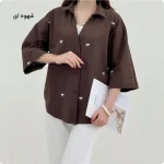شومیز دخترانه پاپیونی قهوه ای