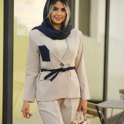 کت و شلوار لینن استخوانی