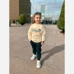 بلوز دورس بچگانه تو کرکی طرح گلدوزی شده رنگ کرم - Image 5