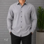 پیراهن آستین بلند مردانه کتان کاغذی تک جیب - Image 6