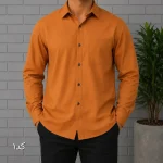 پیراهن آستین بلند مردانه کتان کاغذی تک جیب - Image 3