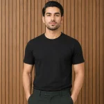 تیشرت مردانه ساده مشکی جنس پنبه بیسیک آستین کوتاه
