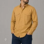 پیراهن کتان مردانه آستین بلند دو جیب قواره آزاد - Image 10
