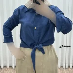 شومیز زنانه گرهای جنس صوفیا فری سایز مناسب تا 46 دکمهدار - Image 7