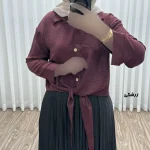 شومیز زنانه گرهای جنس صوفیا فری سایز مناسب تا 46 دکمهدار - Image 6