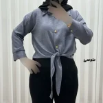 شومیز زنانه گرهای جنس صوفیا فری سایز مناسب تا 46 دکمهدار - Image 2