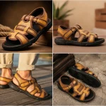 صندل مردانه تابستانی مدل پوشکاش چرم ترکیبی طبی و سبک مشکی و قهوهای - Image 4