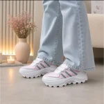 کتونی لژدار زنانه مدل فشن رنگ سفید صورتی زیره پمپی سایز 37 تا 40 - Image 6