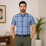پیراهن مردانه چهارخانه آستین کوتاه جنس نیک فاستون - Image 4
