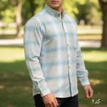 پیراهن چهارخانه مردانه آستین بلند جنس تترون قواره آزاد - Image 5