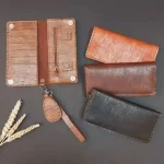کیف پول و موبایل چرمی مدل گندم به همراه جاکلیدی و بند چرم مناسب خانم ها و آقایان - Image 7