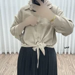 شومیز زنانه گرهای جنس صوفیا فری سایز مناسب تا 46 دکمهدار - Image 3