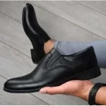 کفش چرم اسپرت مردانه مدل رویال مشکی بدون بند مجلسی و اداری - Image 2