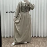 پیراهن ساحلی نخی زنانه مدل ساره 2 کد 1756 فری سایز با کمربند