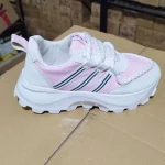 کتونی لژدار زنانه مدل فشن رنگ سفید صورتی زیره پمپی سایز 37 تا 40 - Image 5