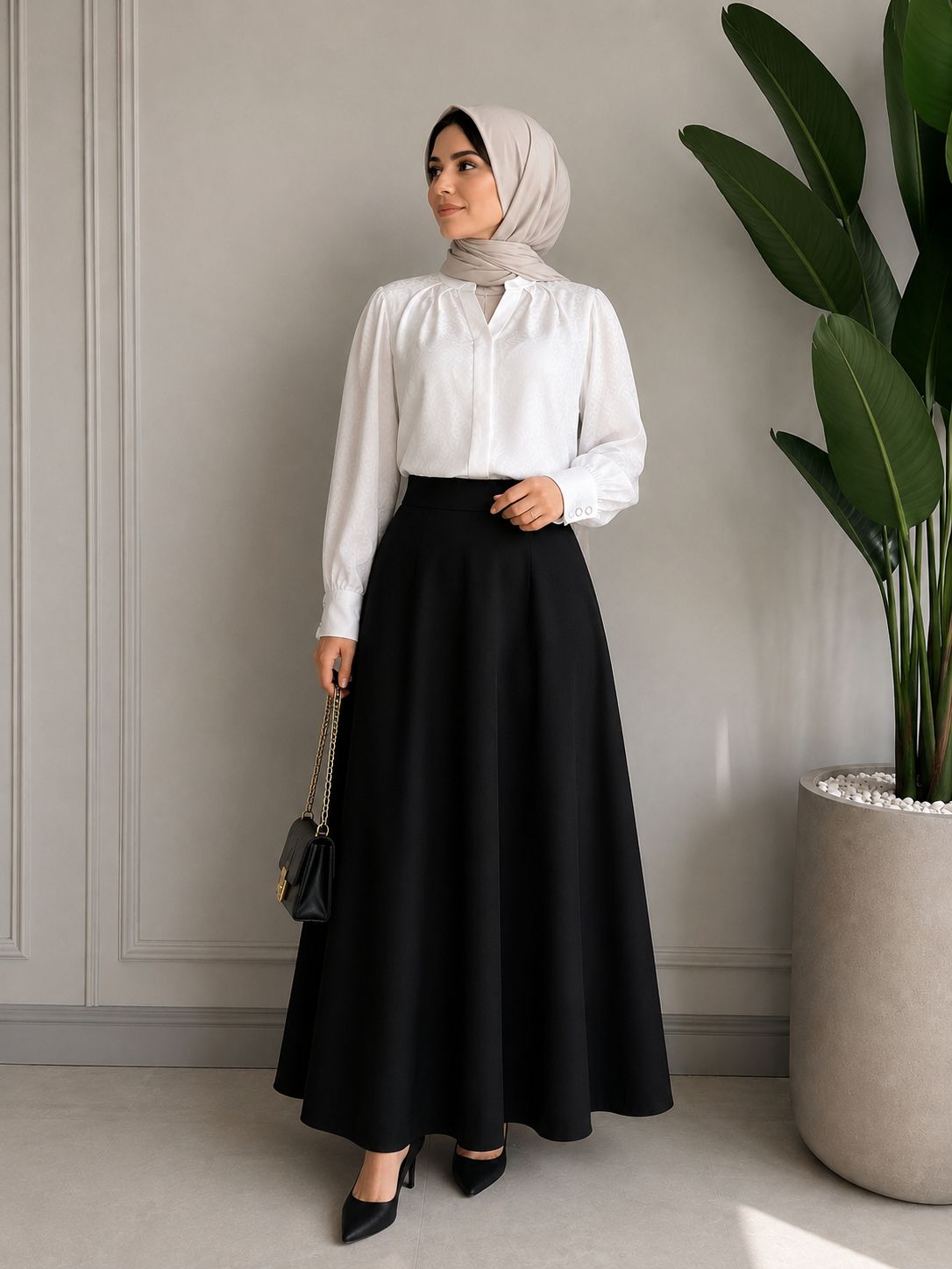 شومیز پترن مربعی سفید
